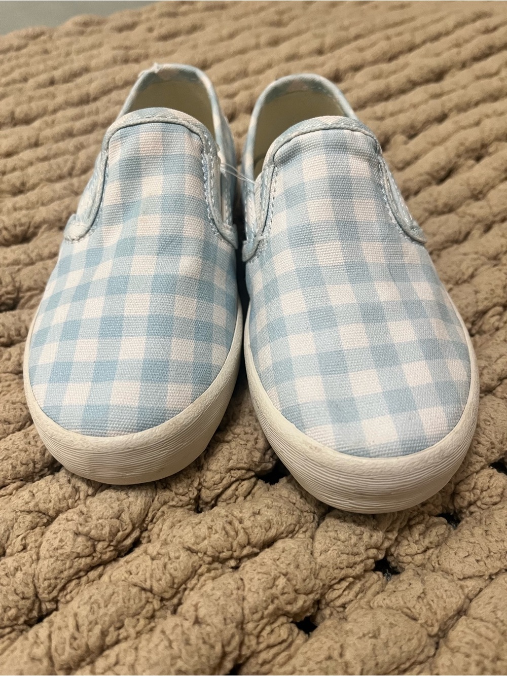 SeaVees Kids Slip-On Sneakers in Light Blue and White Gingham